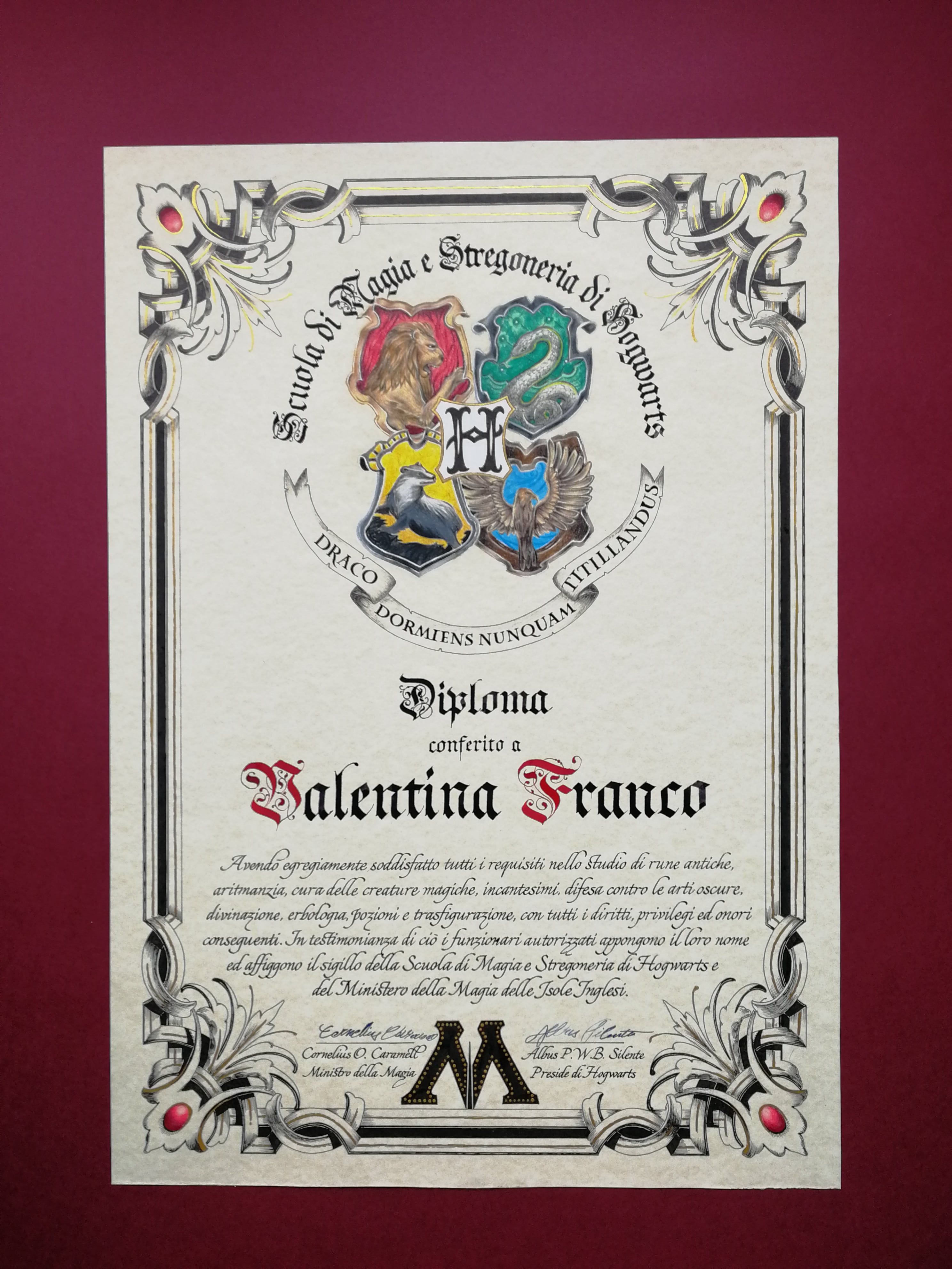 Diploma Di Hogwarts Dlx Scrittoamano